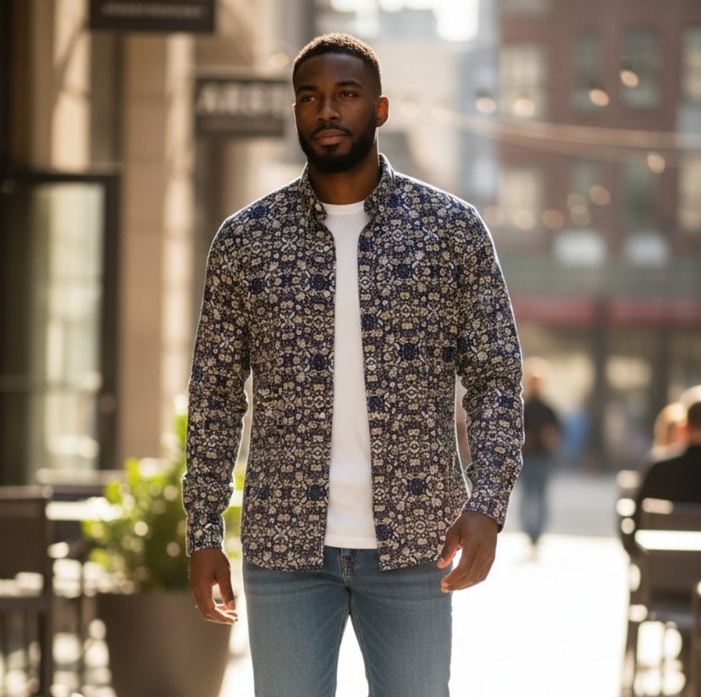 Club Monaco - Men's Slim Fit Button Down w/Abstract Floral Print
